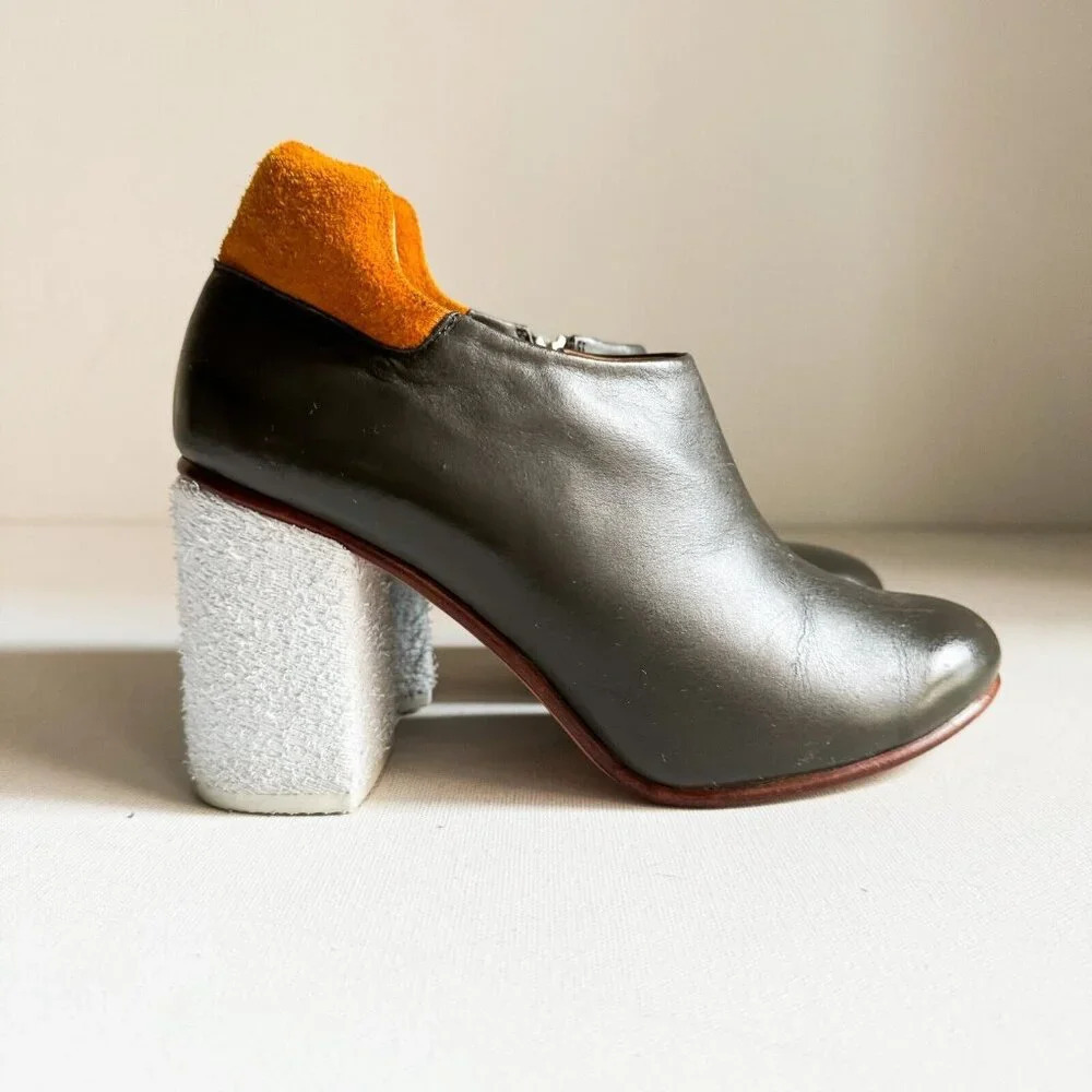 A Detacher Unique Multi Texture Ark Grey Leather Booties 7